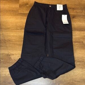 Rachel Paige NEW Women’s Cargo Black Parachute Jogger Pants XS